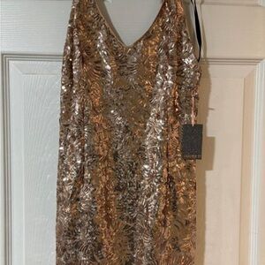 Elegant Sequin Gold Dress